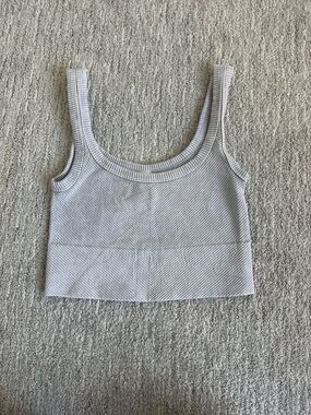 Nikibiki Ribbed Scoop Crop Tank - Light Gray